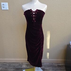 Iris Strapless Velvet Dress in Deep Purple